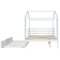 Full Size Wood House Bed With Fence And Writing Board, White White Solid Wood