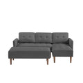 Grey Fabric Right Facing Sectional Sofa Bedl Shape Sofa Chaise Lounge With Ottoman Bench Grey Wood Tufted Back Square Arms Foam Fabric 3 Seat