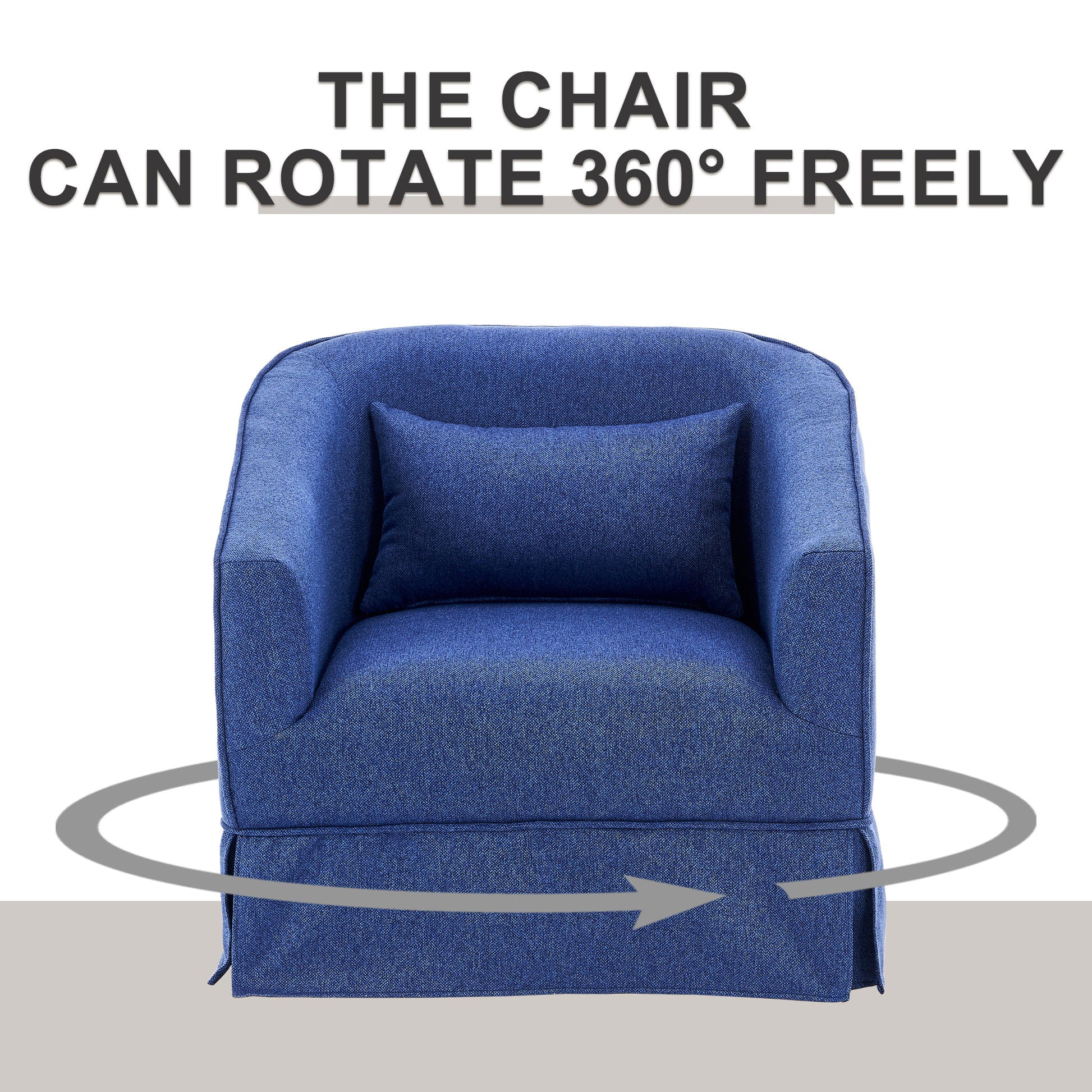 Swivel Barrel Chair With Ottoman, Swivel Accent Chairs Armchair For Living Room, Reading Chairs For Bedroom Comfy, Round Barrel Chairs With Black Metal Base Blue Blue Primary Living Space Modern Linen