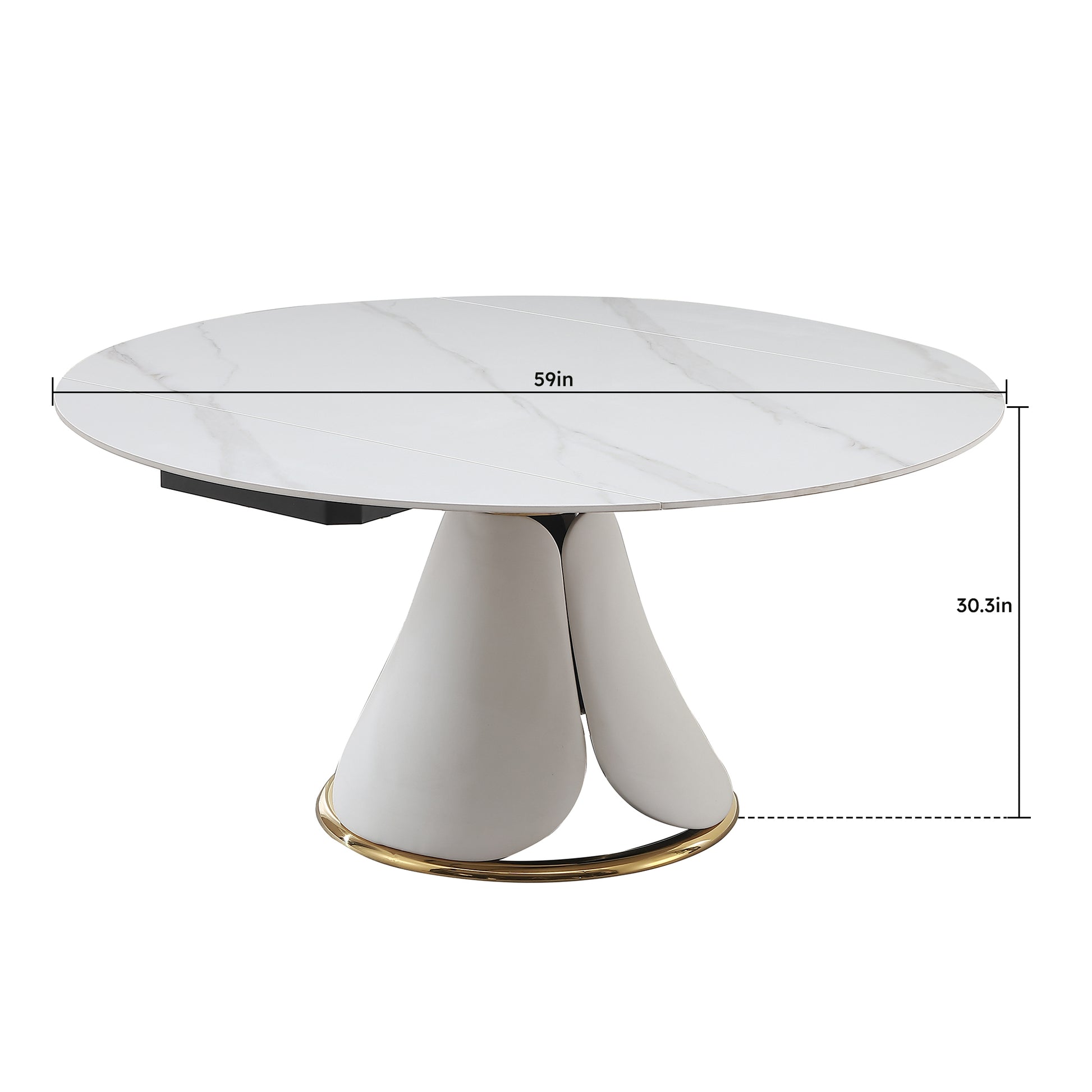 Fashion Modern Sinntered Stone Dining Table With Simple And Multi Functional Retractable Dining Table White Sintered Stone