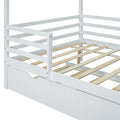 Full Size Wood House Bed With Fence And Writing Board, White White Solid Wood