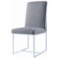 Grey Cube Base Dining Chair Set Of 2 Solid Grey Dining Room Contemporary,Modern Dining Chairs Solid Back Foam Upholstered