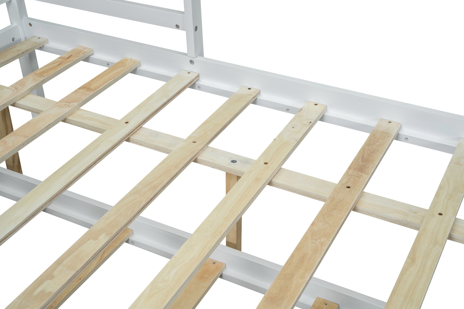 Full Size Wood House Bed With Fence And Writing Board, White White Solid Wood