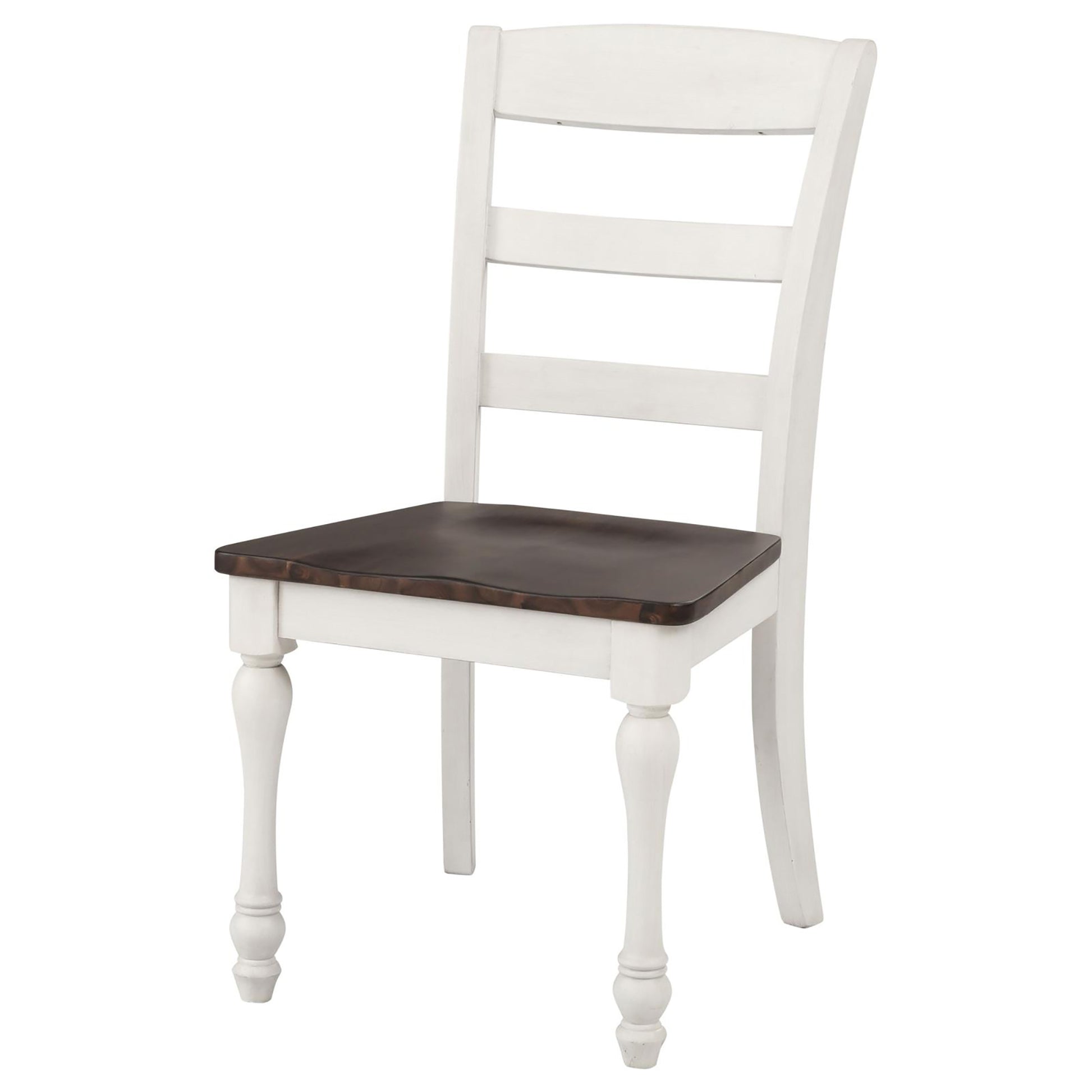 Dark Cocoa And White Ladder Back Side Chair Set Of 2 White Dining Room Farmhouse,Rustic Ladder Back Wood