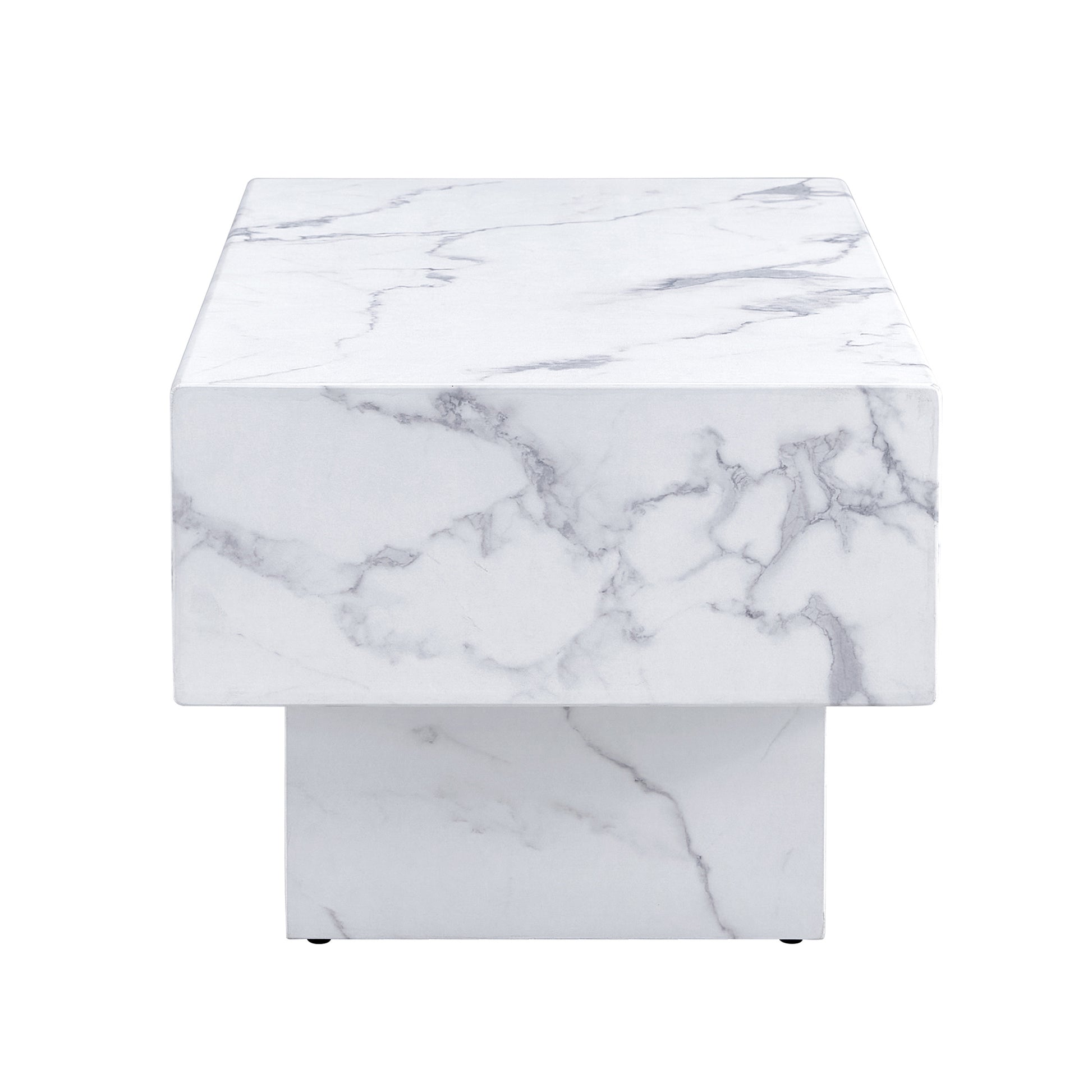 The White Coffee Table Has Patterns. Modern Rectangular Table, Suitable For Living Rooms And Apartments. 43.3"*21.6"*17.2" White Mdf