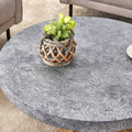 A Modern Retro Circular Coffee Table With A Diameter Of 31.4 Inches, Made Of Mdf Material, Suitable For Living Rooms Grey Mdf