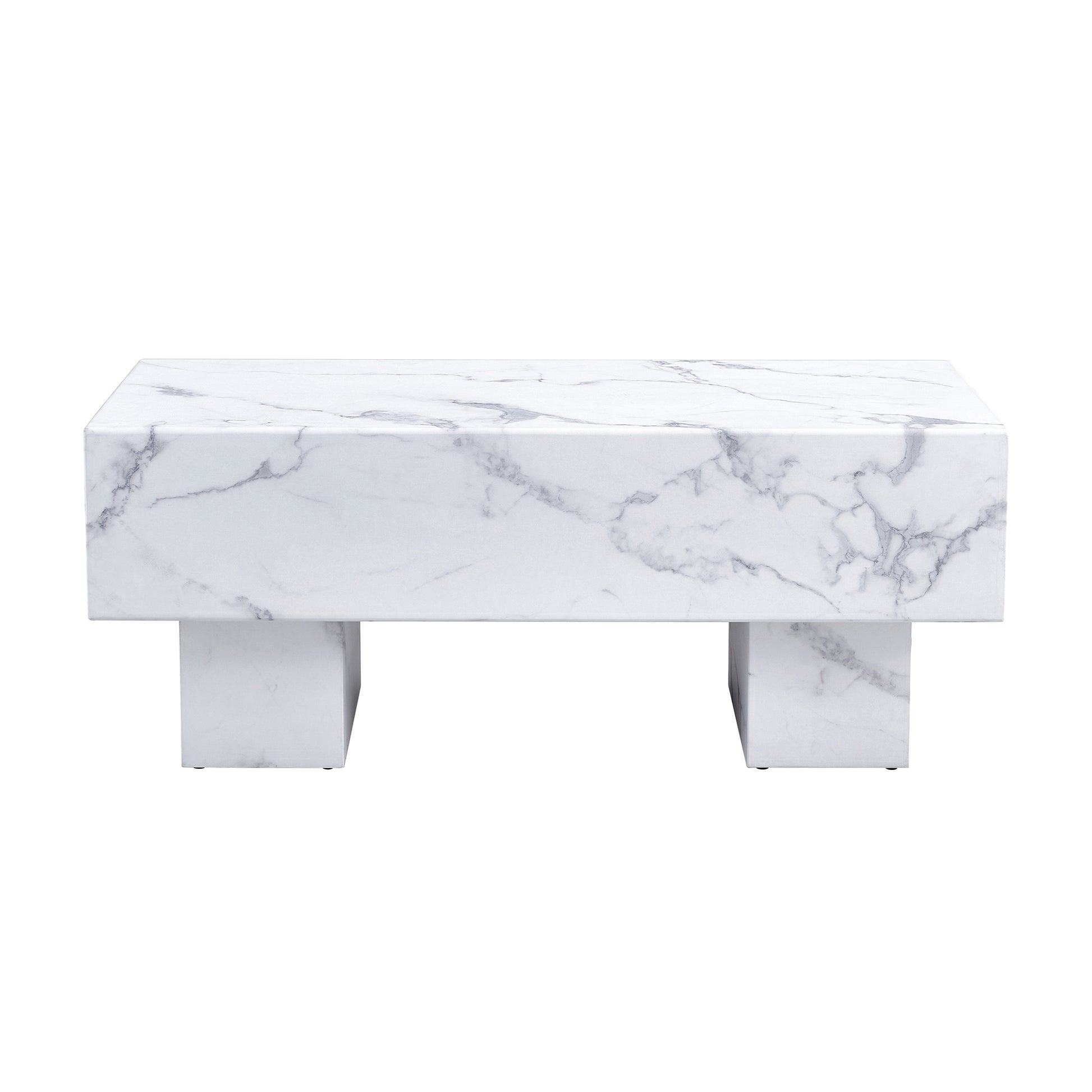 The White Coffee Table Has Patterns. Modern Rectangular Table, Suitable For Living Rooms And Apartments. 43.3"*21.6"*17.2" White Mdf