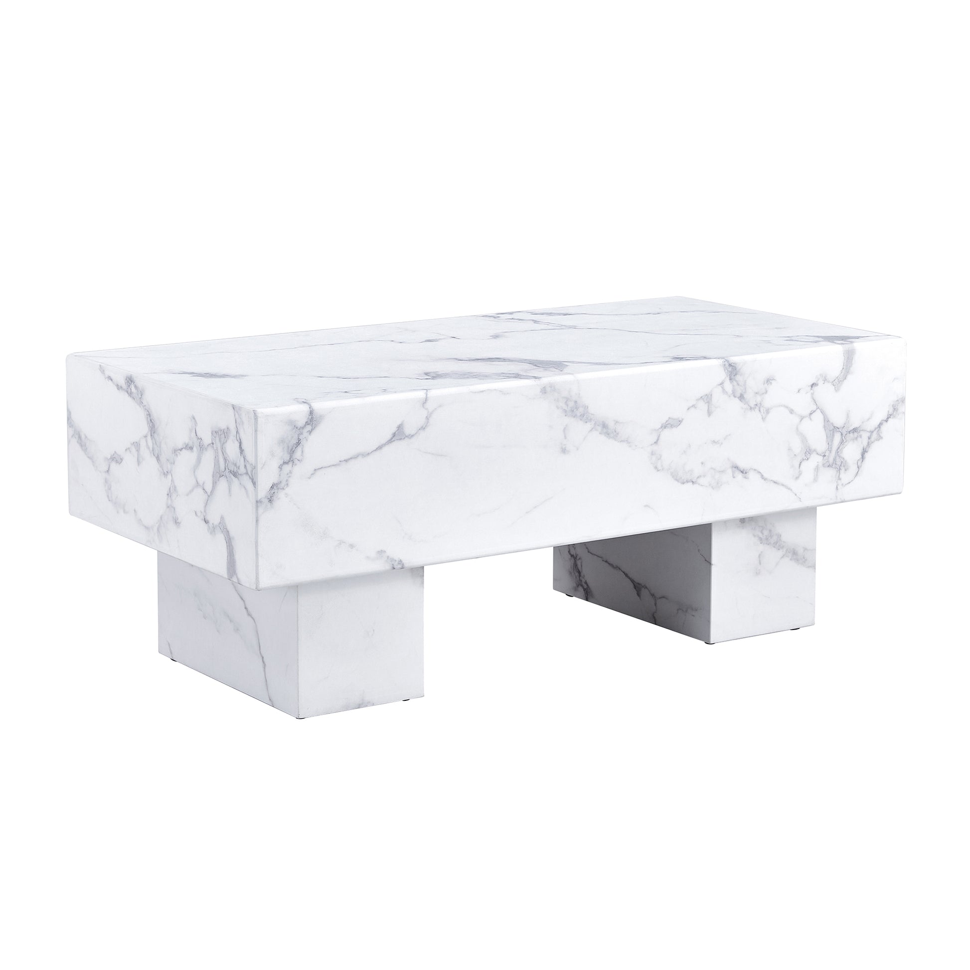 The White Coffee Table Has Patterns. Modern Rectangular Table, Suitable For Living Rooms And Apartments. 43.3"*21.6"*17.2" White Mdf