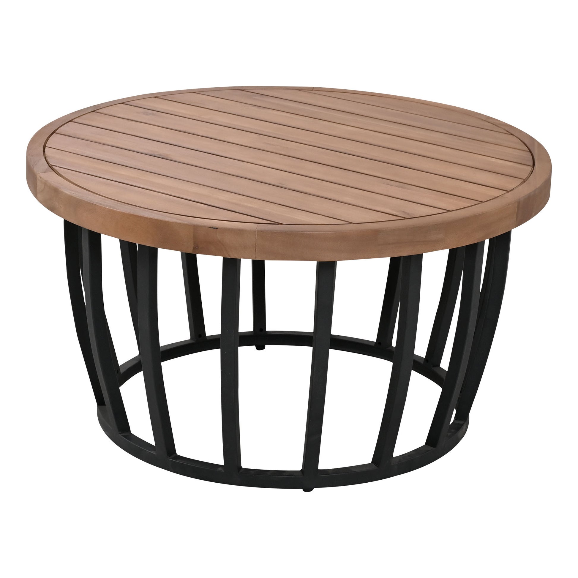 Luxury Modern 4 Piece Outdoor Iron Frame Conversation Set, Patio Chat Set With Acacia Wood Round Coffee Table For Backyard, Deck, Poolside, Indoor Use, Loveseat Arm Chairs, Beige Yes Sectional Beige Weather Resistant Frame Water Resistant Cushion Garden