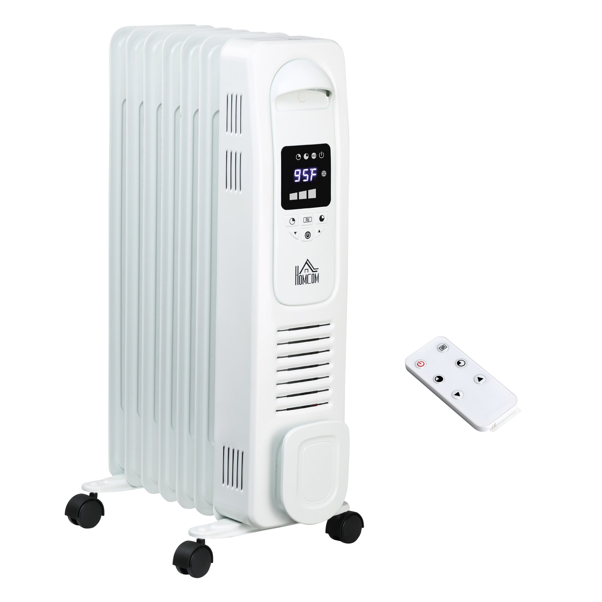 25.25" Electric Space Heater, Freestanding 161 Sq. Ft. Heater With 3 Modes, Timer, And Remote, 1500 W, White White Steel