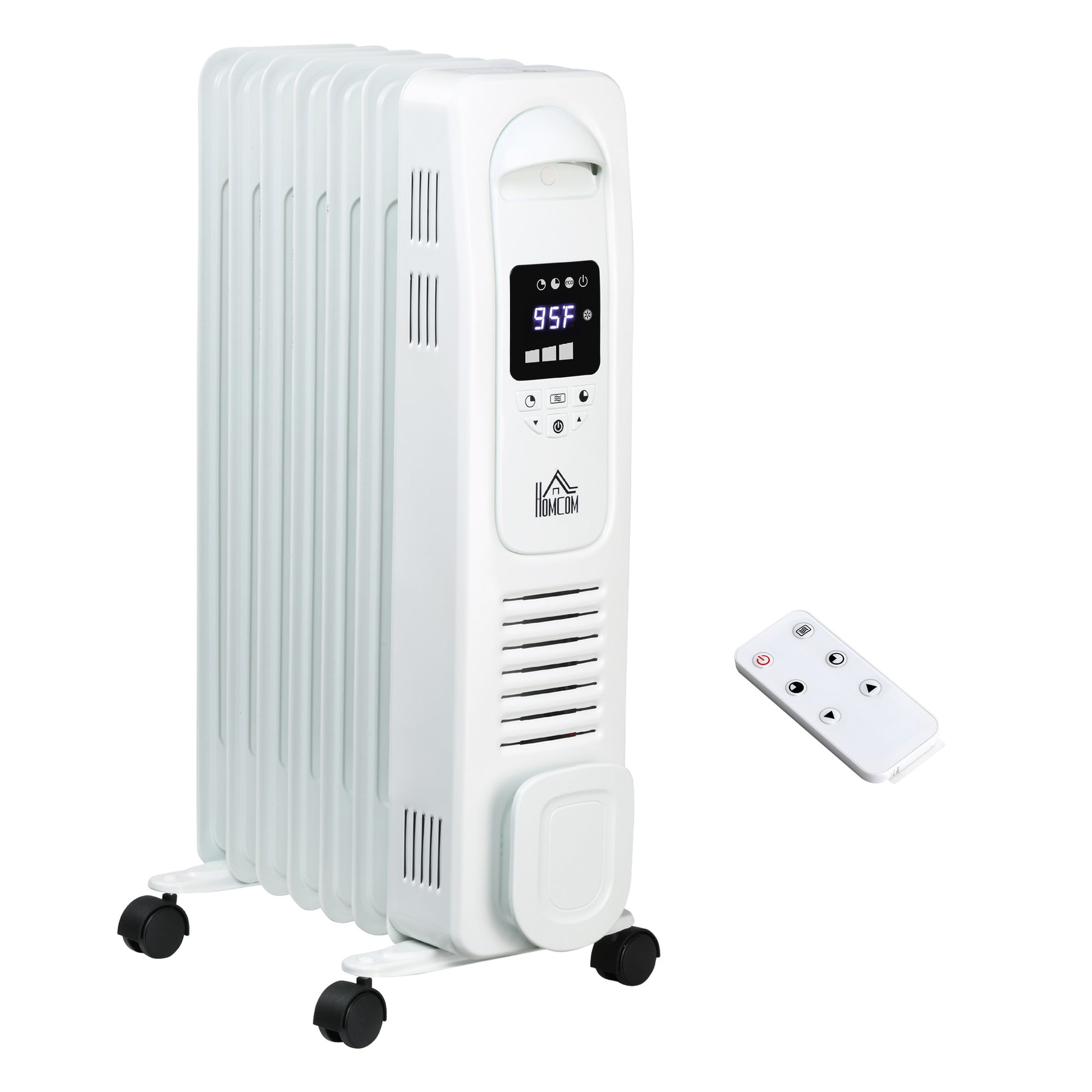 25.25" Electric Space Heater, Freestanding 161 Sq. Ft. Heater With 3 Modes, Timer, And Remote, 1500 W, White White Steel