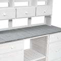 Garden Potting Bench Table, Rustic And Sleek Design With Multiple Drawers And Shelves For Storage, White And Gray White Gray Garden & Outdoor Rustic Wood