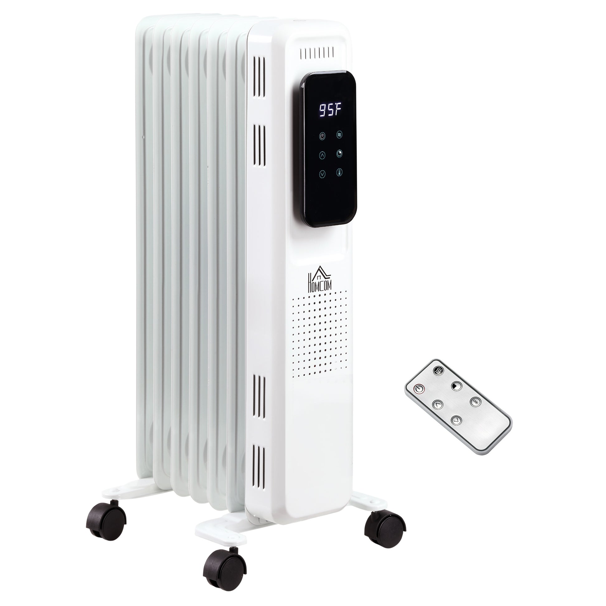 24.75" Electric Space Heater, Freestanding 161 Sq. Ft. Heater With 3 Modes, Timer, And Remote, 1500 W, White White Steel