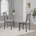 Wooden Dining Chairs Set Of 4, Kitchen Chair With Padded Seat, Upholstered Side Chair For Dining Room, Living Room, Gray Gray Dining Room Rubberwood Rubber Wood