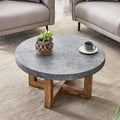A Modern Retro Circular Coffee Table With A Diameter Of 31.4 Inches, Made Of Mdf Material, Suitable For Living Rooms Grey Mdf