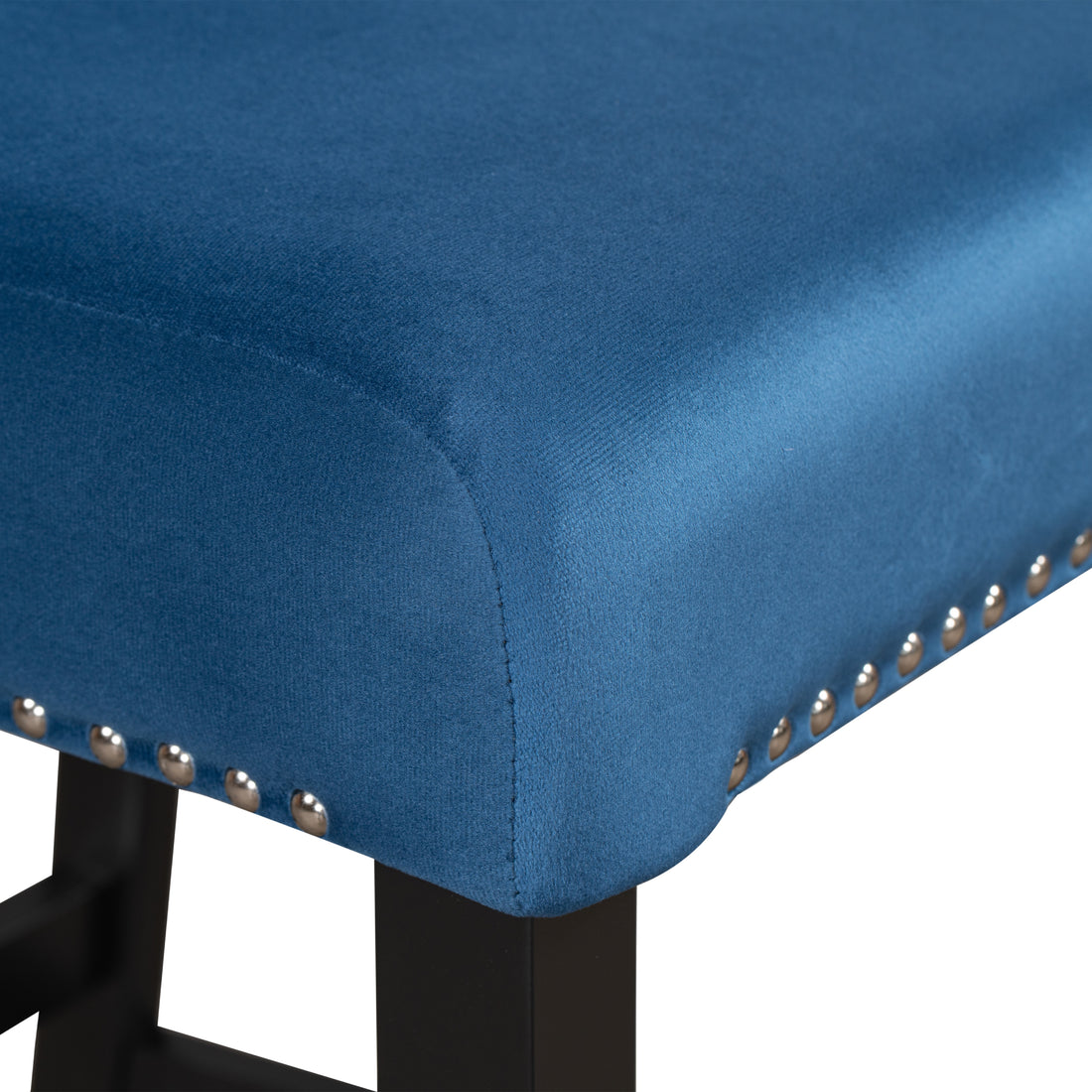 5 Piece Counter Height Dining Table Set With One Faux Marble Top Dining Table And Four Velvet Upholstered Chairs,Blue Blue Mdf