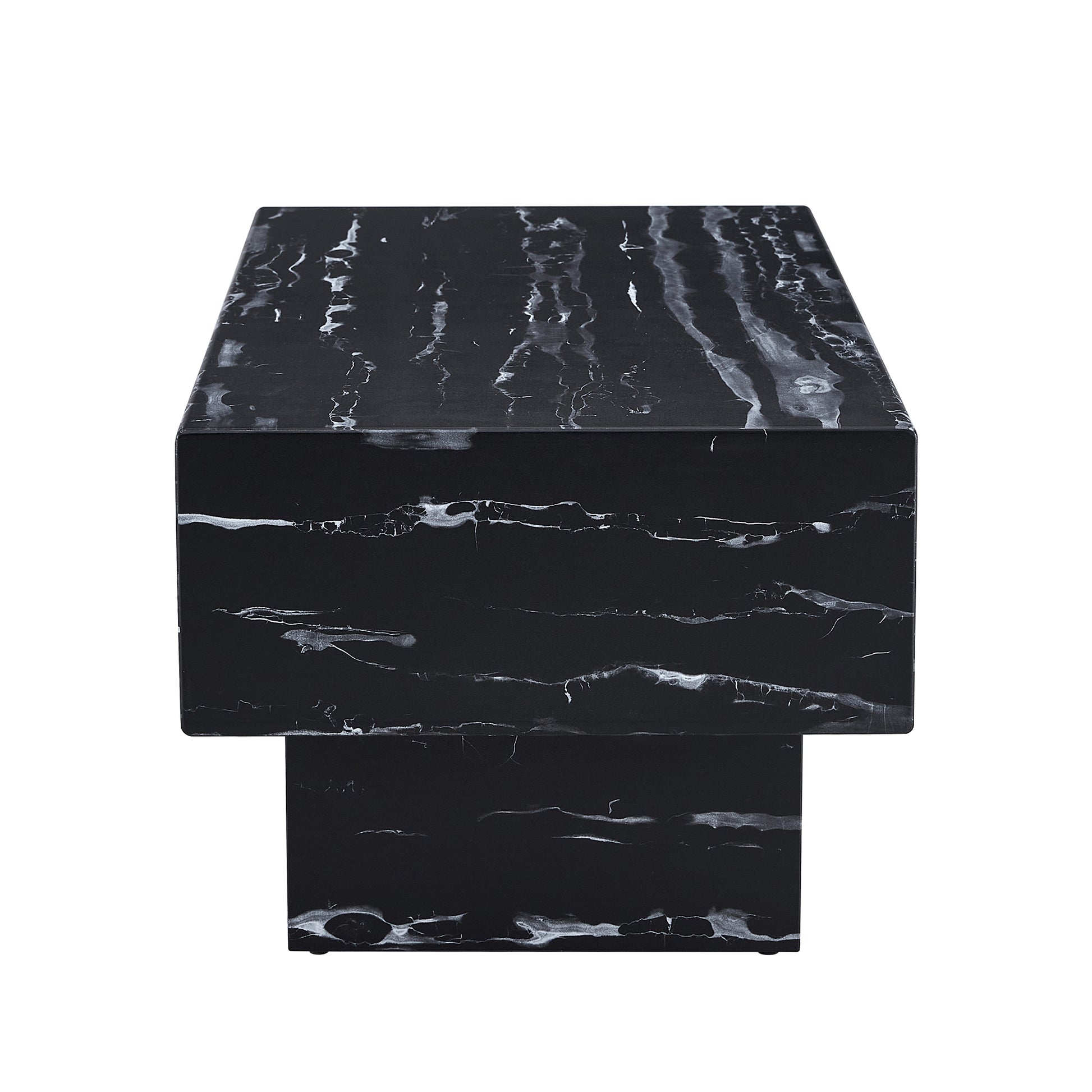 The Black Coffee Table Has Patterns. Modern Rectangular Table, Suitable For Living Rooms And Apartments. 43.3"*21.6"*17.2" Black Mdf