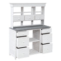 Garden Potting Bench Table, Rustic And Sleek Design With Multiple Drawers And Shelves For Storage, White And Gray White Gray Garden & Outdoor Rustic Wood