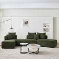 Curved Modular Sectional Sofa For Living Room, Oversized L Shaped Couch With Chaise Lounge Sofa Set, Upholstered Sofa With 3 Back Pillows & 2 Throw Pillow, For Home Office, Green Green Wood Primary Living Space Medium Soft Modern Foam Sherpa 6 Seat