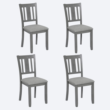 Wooden Dining Chairs Set Of 4, Kitchen Chair With Padded Seat, Upholstered Side Chair For Dining Room, Living Room, Gray Wood Gray Solid Back Seats 4 Dining Room Rubberwood Rubber Wood