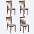 Wooden Dining Chairs Set Of 4, Kitchen Chair With Padded Seat, Upholstered Side Chair For Dining Room, Living Room, Walnut Walnut Dining Room Rubberwood Rubber Wood