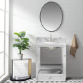30'' Bathroom Vanity With Carrara Natural Marble Top And Backsplash, Bathroom Storage Cabinet With Doors And Drawers In Grey 1 Gray 2 Rust Resistant Bathroom Freestanding Traditional Mdf