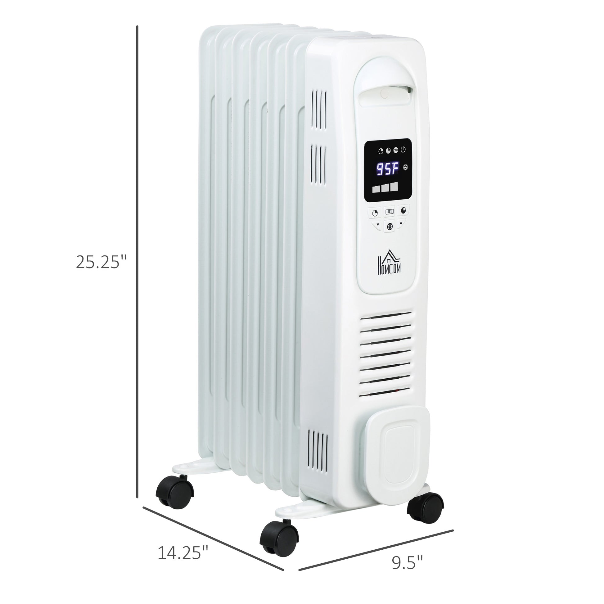 25.25" Electric Space Heater, Freestanding 161 Sq. Ft. Heater With 3 Modes, Timer, And Remote, 1500 W, White White Steel