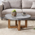 A Modern Retro Circular Coffee Table With A Diameter Of 31.4 Inches, Made Of Mdf Material, Suitable For Living Rooms Grey Mdf