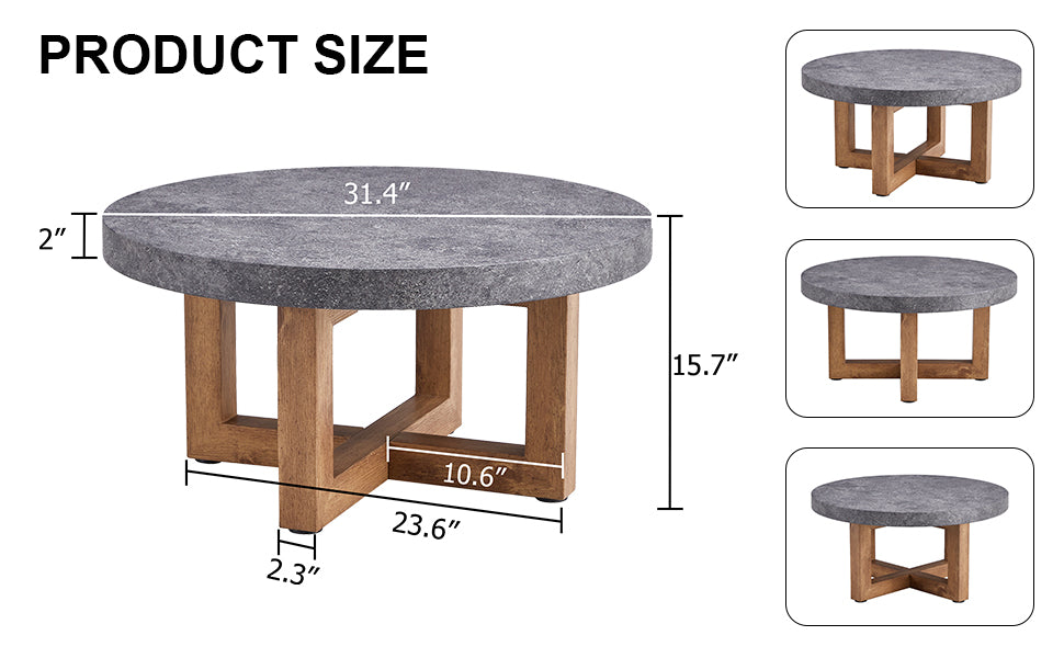 A Modern Retro Circular Coffee Table With A Diameter Of 31.4 Inches, Made Of Mdf Material, Suitable For Living Rooms Grey Mdf