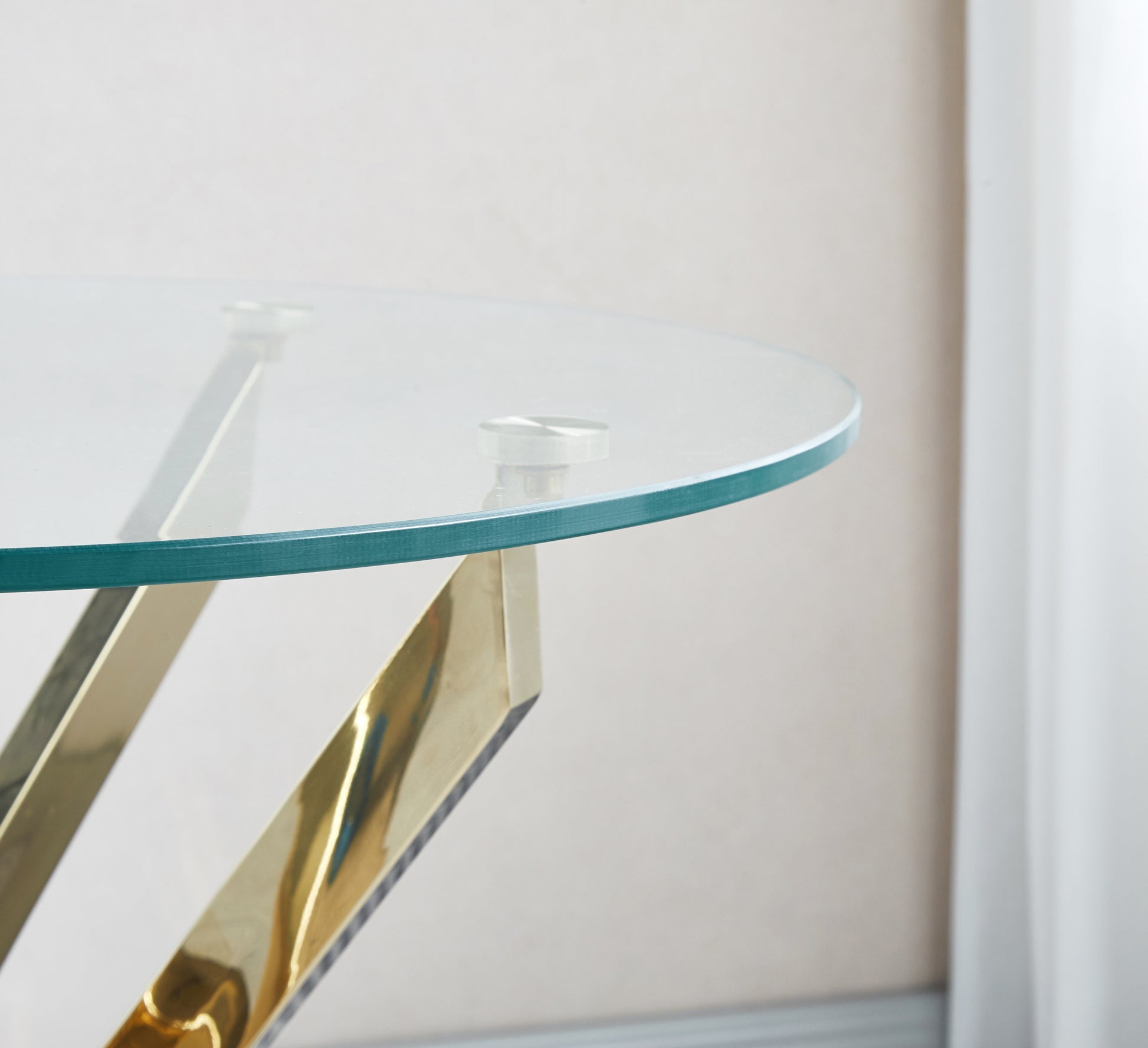 Modern Round Tempered Glass End Table With Chrome Legs Gold Tempered Glass