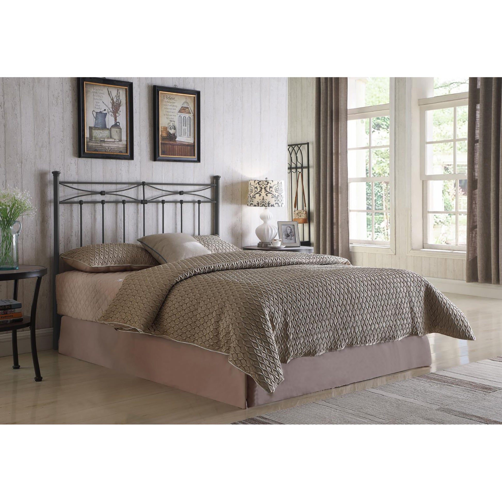 Rustic Bronze Full And Queen Metal Headboard Brown Metal Bedroom Transitional Bed Frame Metal