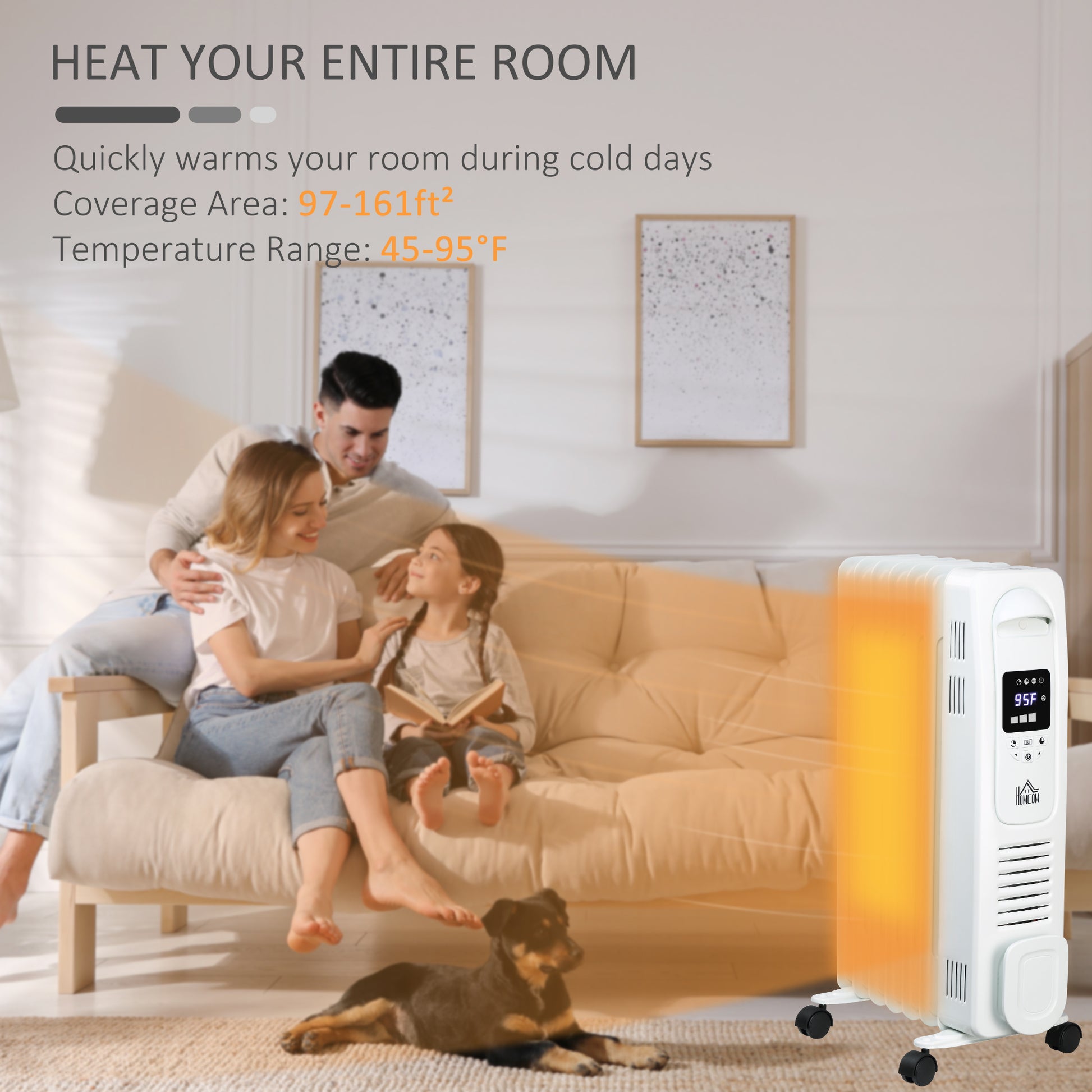 25.25" Electric Space Heater, Freestanding 161 Sq. Ft. Heater With 3 Modes, Timer, And Remote, 1500 W, White White Steel