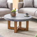 A Modern Retro Circular Coffee Table With A Diameter Of 31.4 Inches, Made Of Mdf Material, Suitable For Living Rooms Grey Mdf