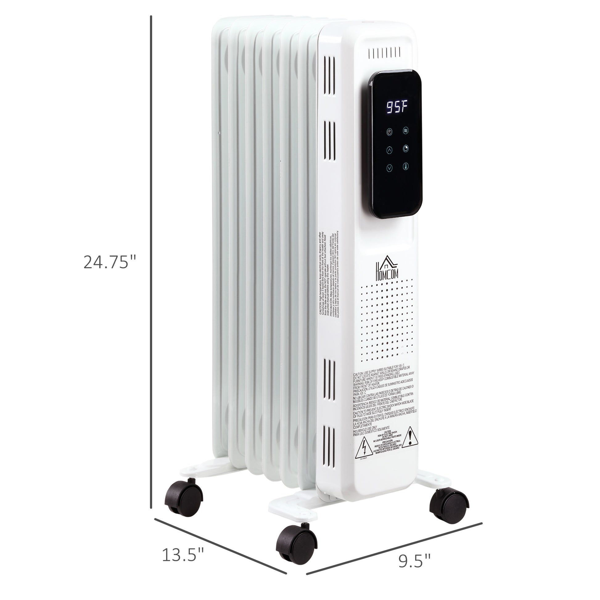 24.75" Electric Space Heater, Freestanding 161 Sq. Ft. Heater With 3 Modes, Timer, And Remote, 1500 W, White White Steel