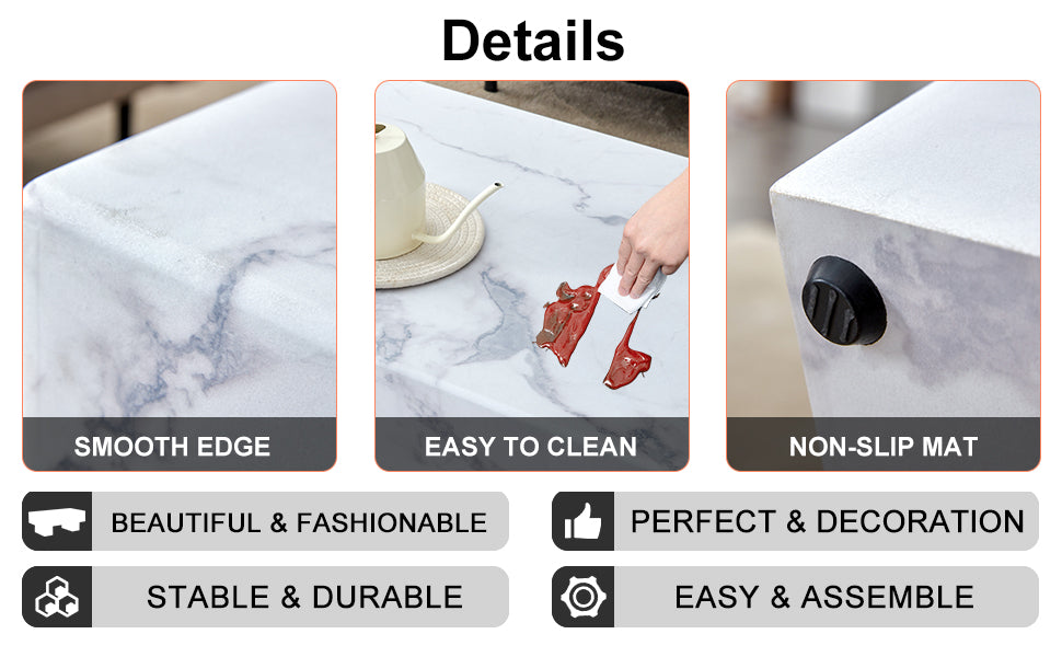 The White Coffee Table Has Patterns. Modern Rectangular Table, Suitable For Living Rooms And Apartments. 43.3"*21.6"*17.2" White Mdf