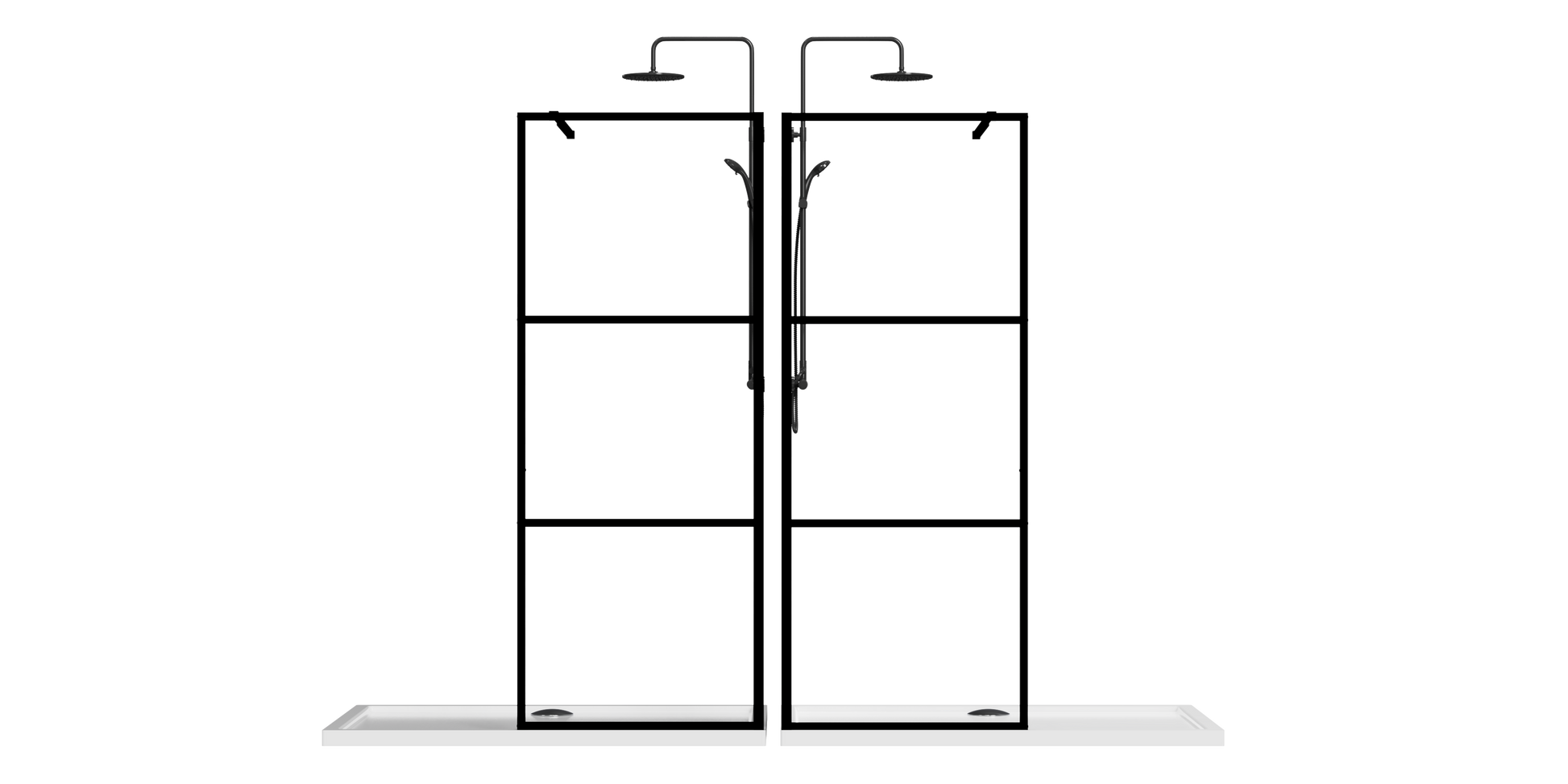 Goodyo 34" Shower Screen Door Walk In Wet Room, Black, 3 Panel Style Black Tempered Glass