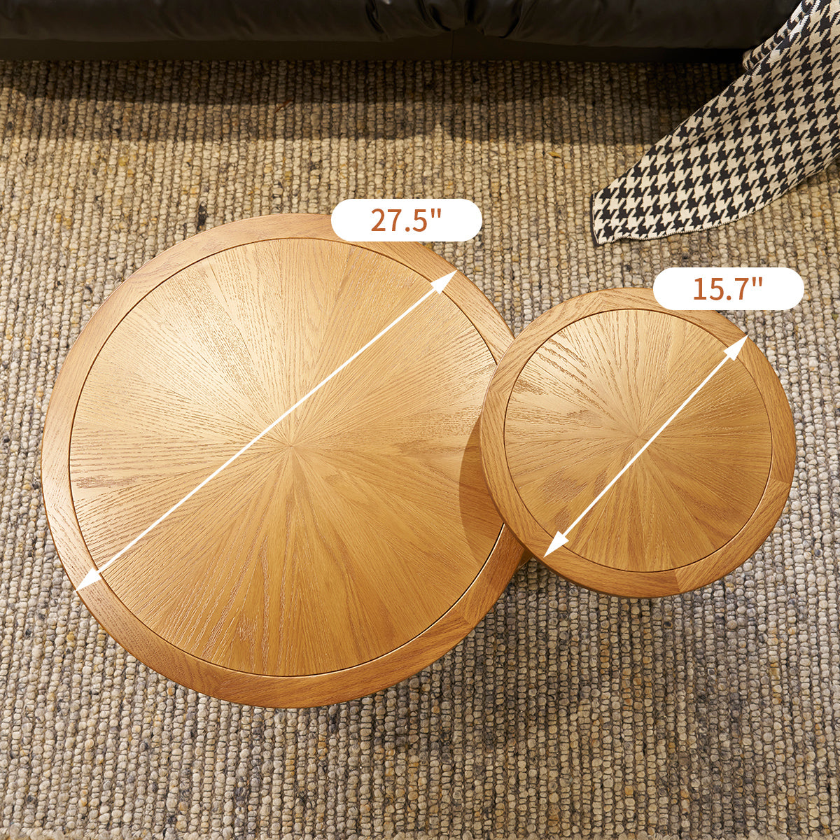 2 Piece Modern Farmhouse Living Room Coffee Table Set, Stylish And Elegant Nesting Round Wooden Table,Side End Table Set For Living Room,Bedroom Brown Wood