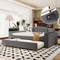 Full Size Upholstered Daybed With Storage Armrests, Trundle And Latest Integrated Bluetooth Audio System, Teddy Fleece, Gray Gray Fleece