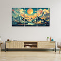 3 Panels Framed Abstract Wood Grain Boho Style Mountain & Forest Canvas Wall Art Decor,3 Pieces Mordern Canvas Decoration Painting For Office,Dining Room,Living Room, Bedroom Decor Ready To Hang