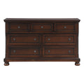 Classic Transitional Dresser Of 7 Drawers Brown Cherry Finish Birch Veneer Hidden Drawer Bun Feet Bedroom Traditional Furniture Brown Mix Bedroom Classic,Traditional,Transitional Wood