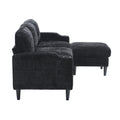United Storage Sofa Living Room Sofa Cozy Sectional Sofa Black Polyester 3 Seat