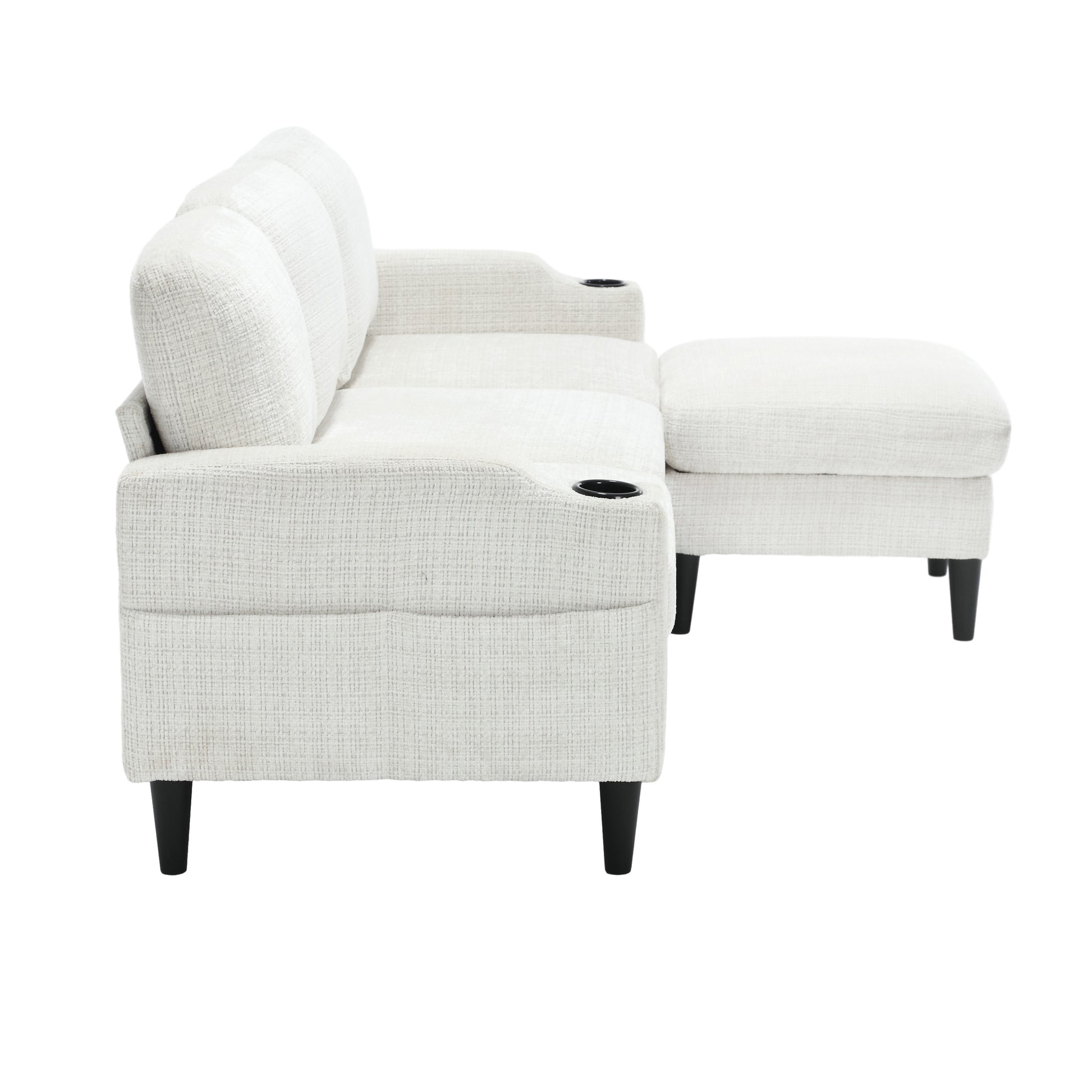 United Storage Sofa Living Room Sofa Cozy Sectional Sofa Beige Chenille 3 Seat