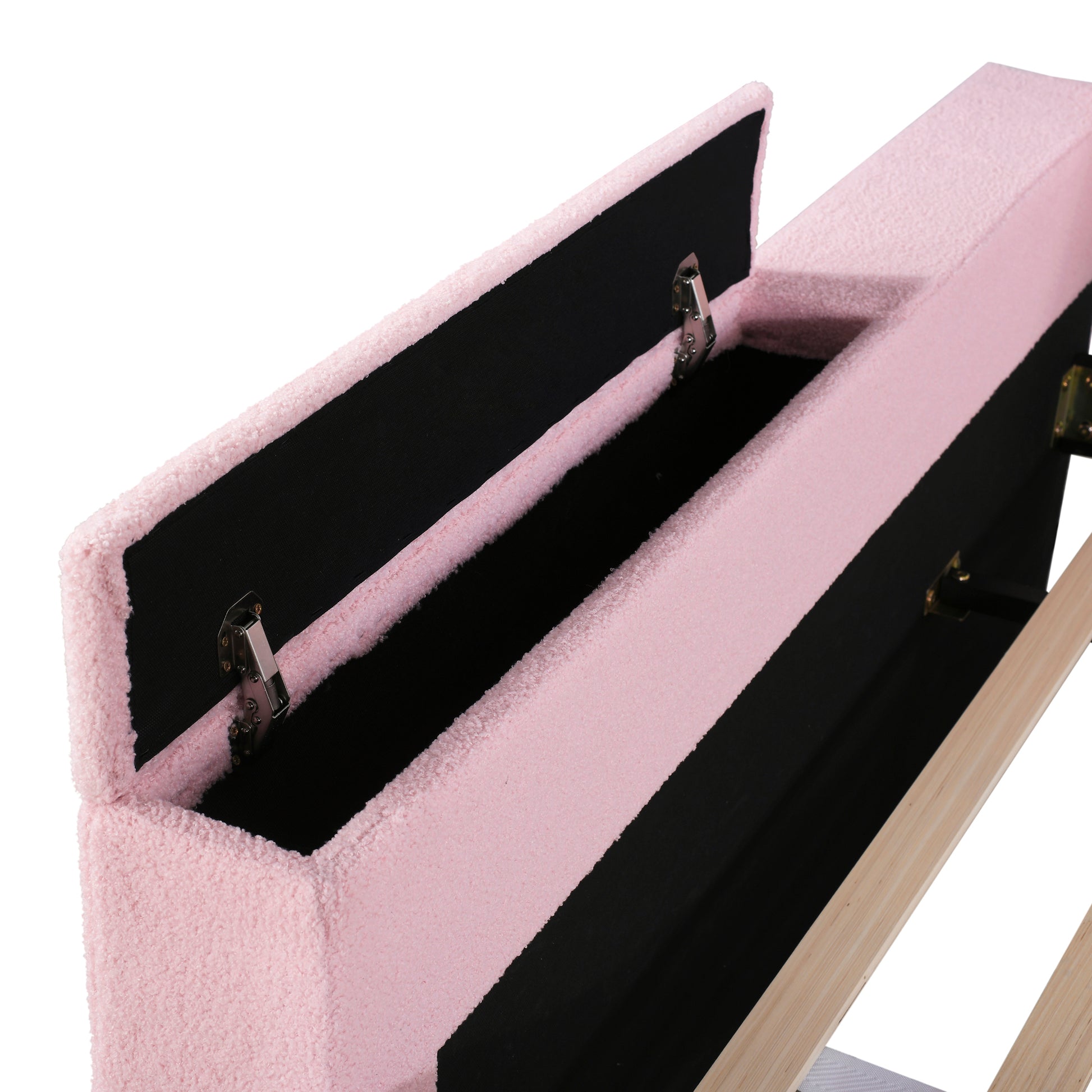 Full Size Upholstered Daybed With Storage Armrests, Trundle And Latest Integrated Bluetooth Audio System, Teddy Fleece, Pink Pink Fleece