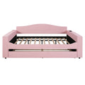 Full Size Upholstered Daybed With Storage Armrests, Trundle And Latest Integrated Bluetooth Audio System, Teddy Fleece, Pink Pink Fleece