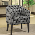 Grey And Black Hexagon Print Barrel Back Accent Chair Grey Primary Living Space Transitional Foam Upholstered