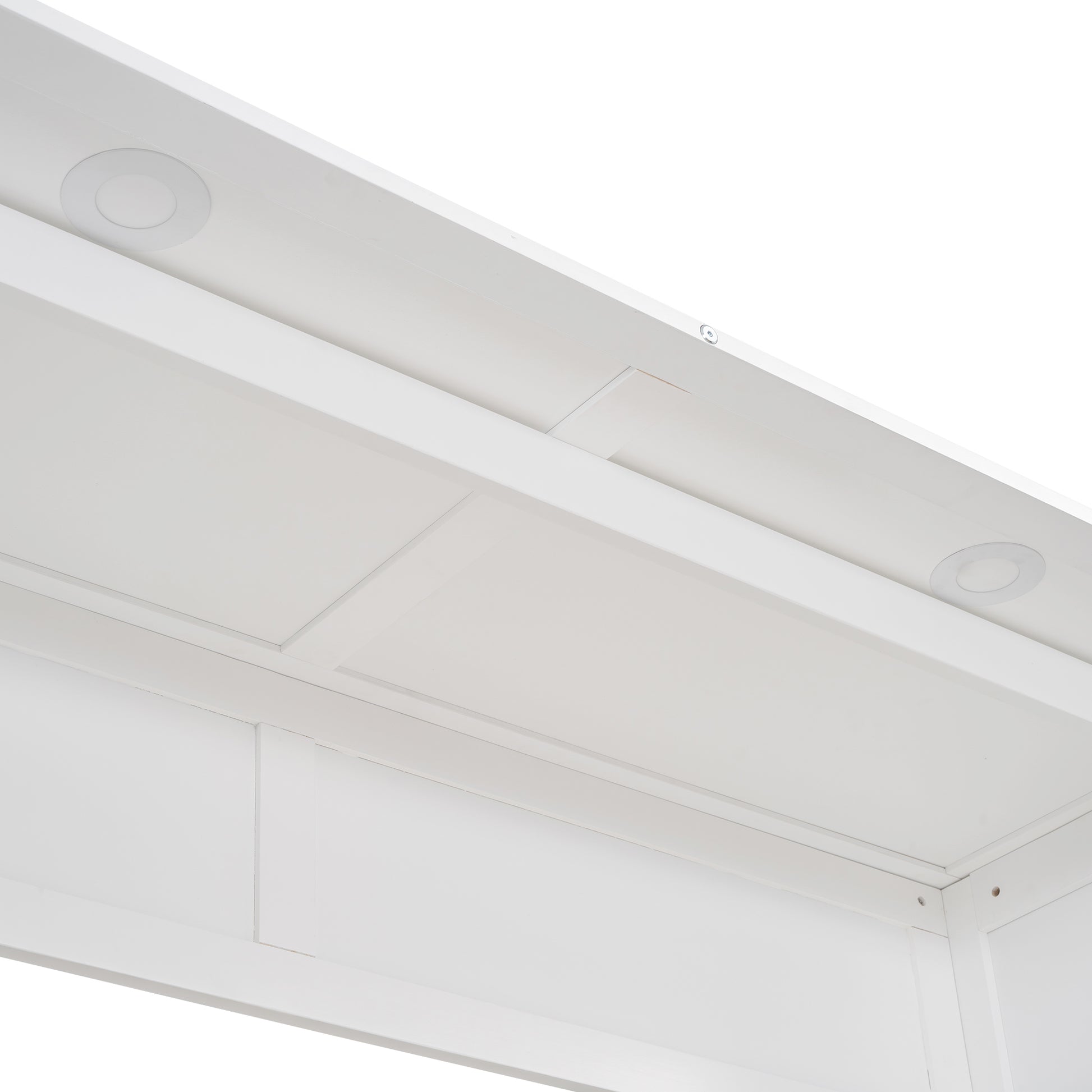 Full Size Murphy Bed Wall Bed With Shelves And Led Lights,White White Solid Wood Mdf