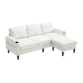 United Storage Sofa Living Room Sofa Cozy Sectional Sofa Beige Chenille 3 Seat