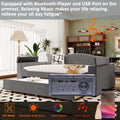 Full Size Upholstered Daybed With Storage Armrests, Trundle And Latest Integrated Bluetooth Audio System, Teddy Fleece, Gray Gray Fleece