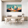 3 Panels Framed Abstract Wood Grain Boho Style Mountain & Forest Canvas Wall Art Decor,3 Pieces Mordern Canvas Decoration Painting For Office,Dining Room,Living Room, Bedroom Decor Ready To Hang