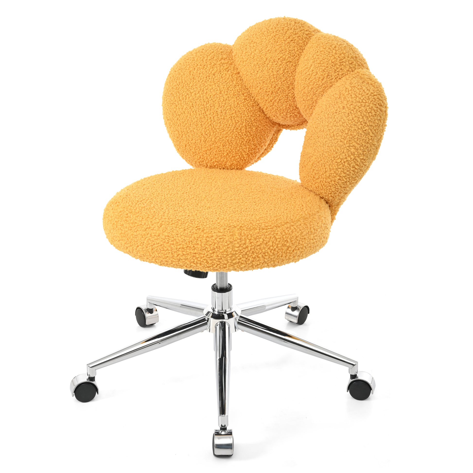 360 Swivel Height Adjustable,Swivel Chair,Teddy Fabric,Home Office Chair Yellow Teddy